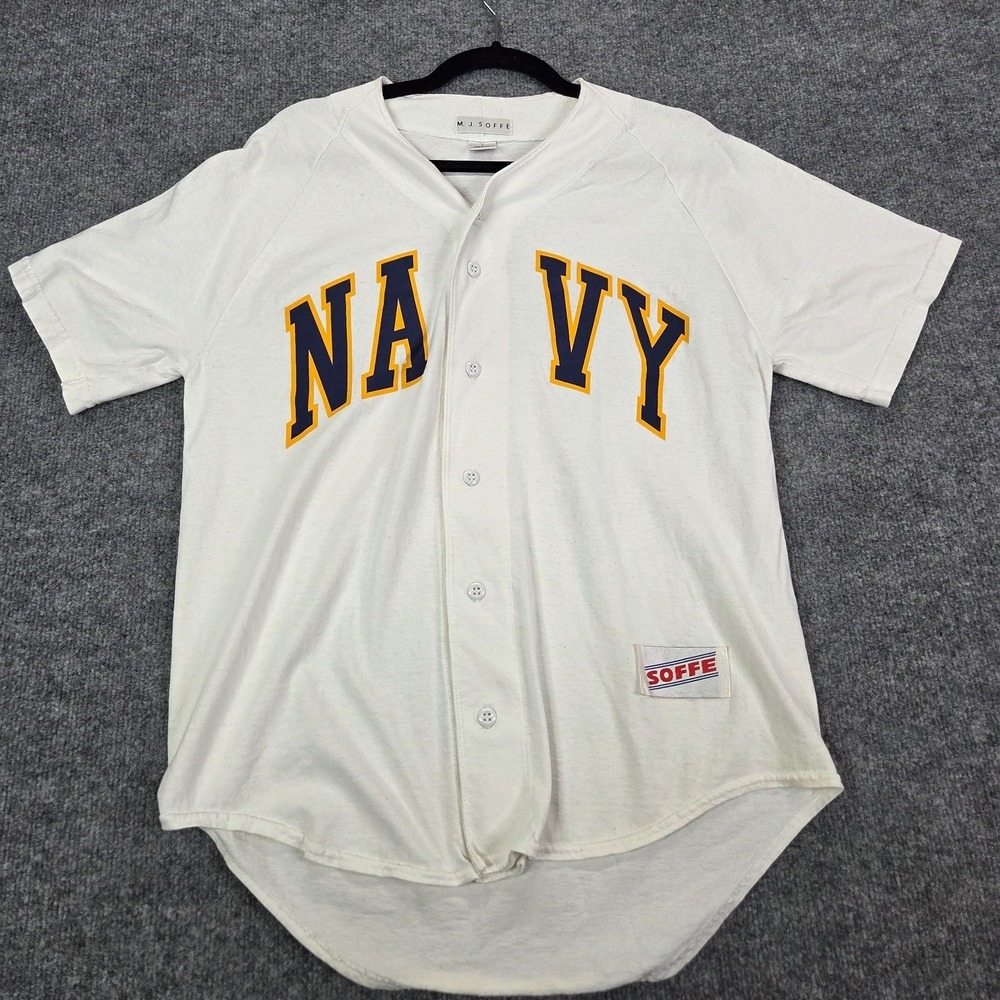 VTG SOFFE Baseball Jersey Men's‎ Medium US Navy Midshipmen White